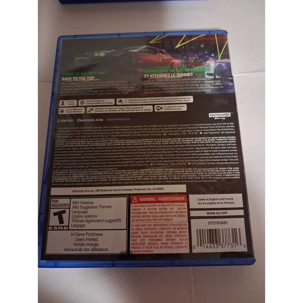 Need for Speed Unbound PS5 Video Game Sony PlayStation 5 Excellent Condition